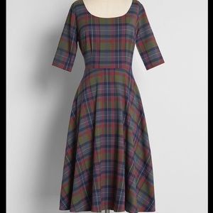 Modcloth Collectif Check Swing Dress